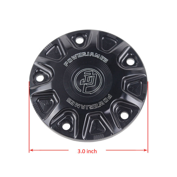 CNC-Cut Black POWERJAMES Designer Timer Cover for Harley Davidson 99-17 Twin Cam Models