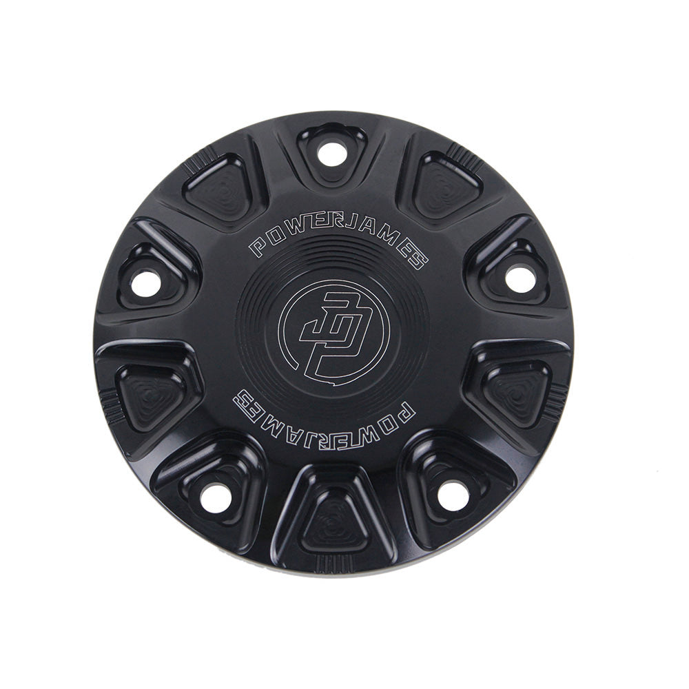 CNC-Cut Black POWERJAMES Designer Timer Cover for Harley Davidson 99-17 Twin Cam Models