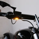 Black Mirror Mini Turn Signals Lights on Handlebar for Harley Davidson-3