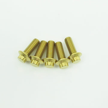 Gold 5PCS 3/8"-16-1.0" 12 Point Titanium Rear Brake Rotors Bolts for Harley