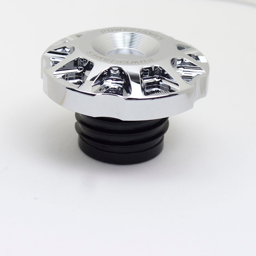 Designer Style Fuel Tank Caps - Chrome - 0