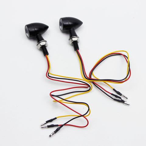 Black- Mini Bullet Rear Mini Turn Signals LED Lamp3 wires 1.2W