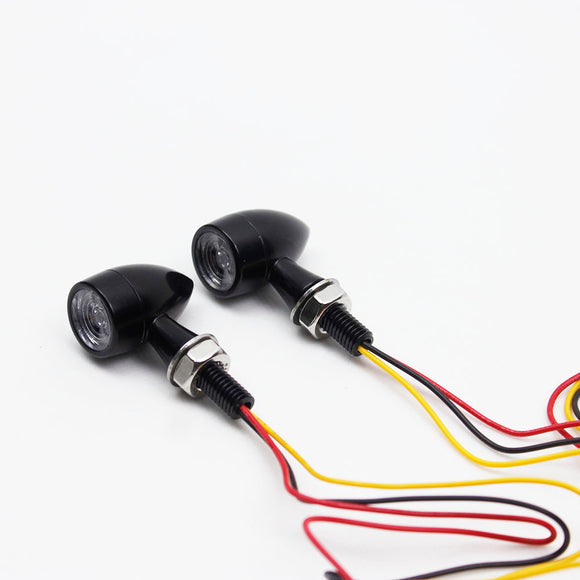Black- Mini Bullet Rear Mini Turn Signals LED Lamp3 wires 1.2W