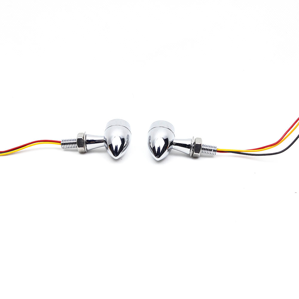 Chrome- Mini Bullet Rear Mini Turn Signals LED Lamp3 wires 1.2W