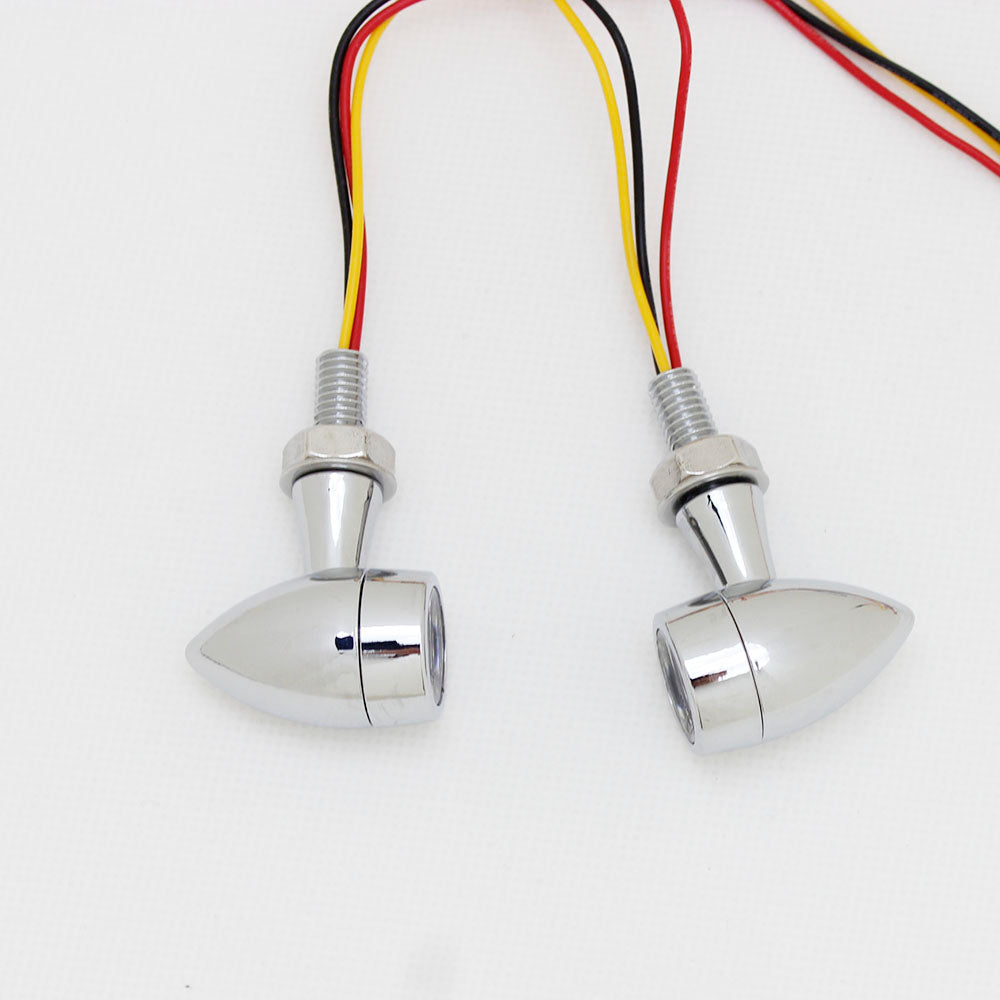 Chrome- Mini Bullet Rear Mini Turn Signals LED Lamp3 wires 1.2W